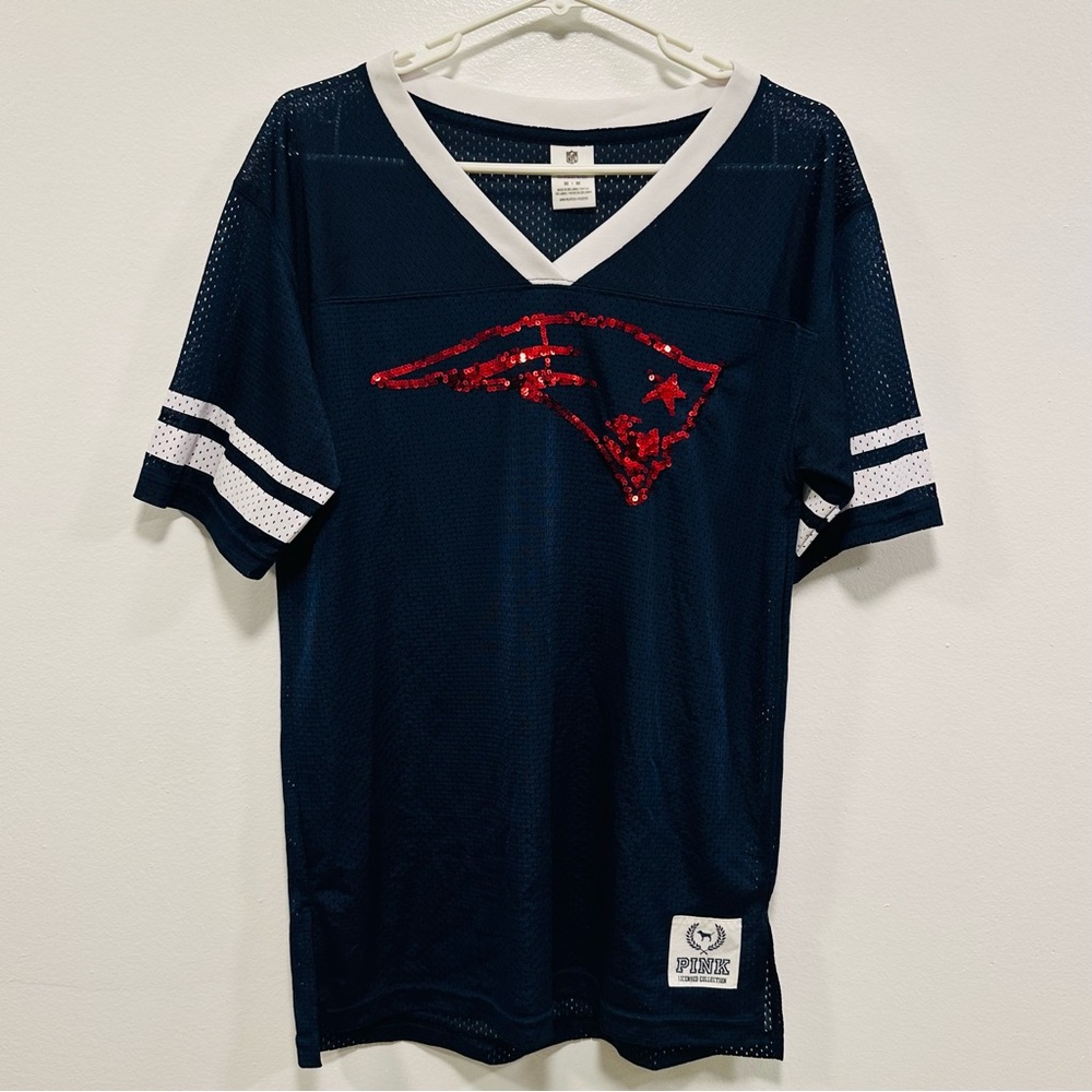 Victoria's Secret Pink new england patriots Mesh V-Neck Jersey size medium